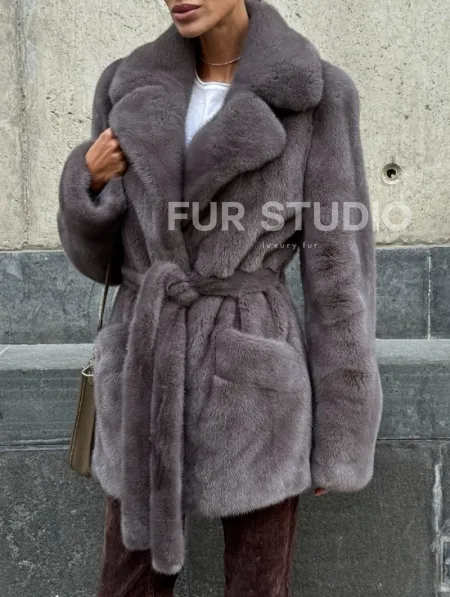 Норковая шуба лавандового цвета - VELVET - фото 5