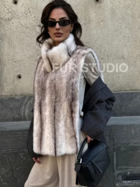 Женская манишка из норки крестовки - фото 0