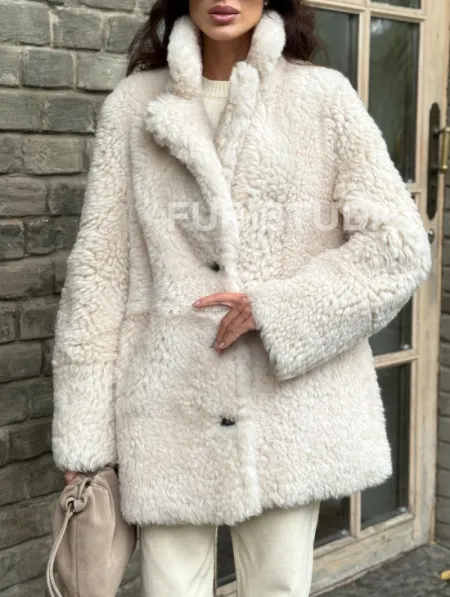 Женская дубленка - мех тиградо - фото 2