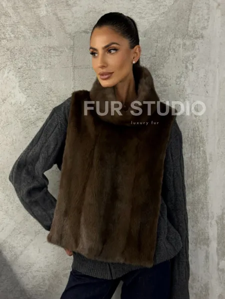 Манишка норковая - цвет соболь - фото 0