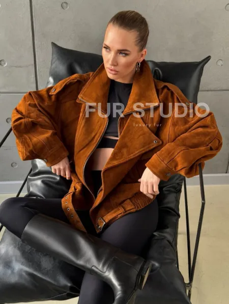Замшевая куртка-косуха - фото 0
