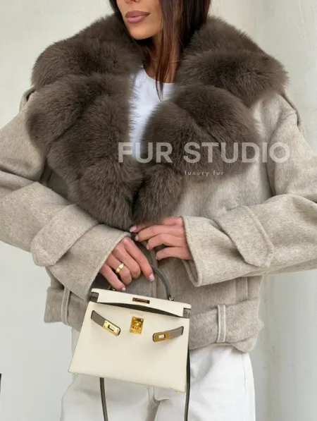 Куртка - пальто с мехом финского песца - фото 2