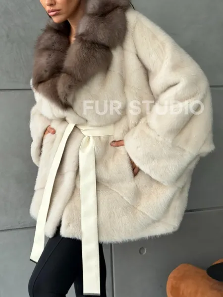 Норковая шуба - куртка с мехом куницы - фото 2