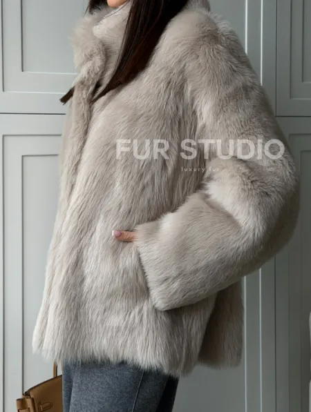 Бежевая дубленка из тосканы - фото 1