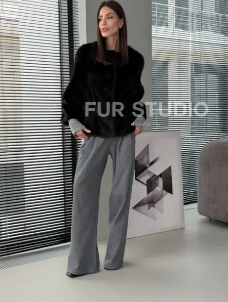 Норковый жакет - цвет черный - фото 2