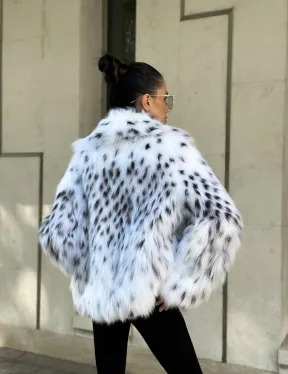 Шуба из меха лисы под рысь - цвет белый, PREMIUM COLLECTION - фото 5