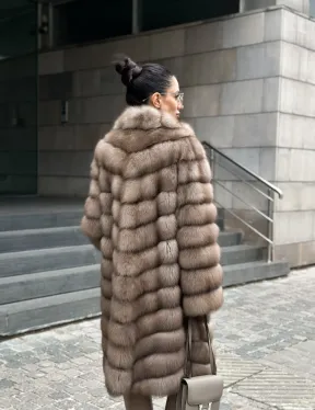 Пальто из меха куницы цвет Tortora - фото 4