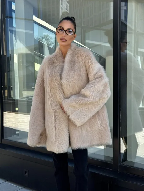 Женская двухсторонняя дубленка-шуба из меха итальянской тосканы - фото 18