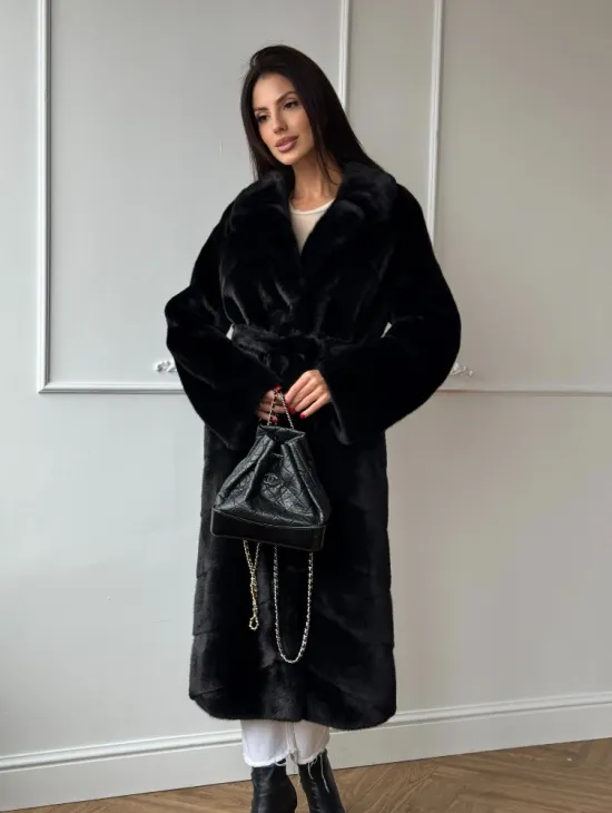 Классическая шуба Luxury Fashion из меха норки Velvet - паркет,  рукава в роспуск - фото 10