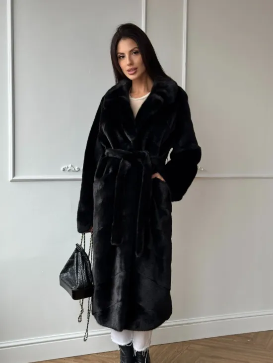 Классическая шуба Luxury Fashion из меха норки Velvet - паркет,  рукава в роспуск - фото 0