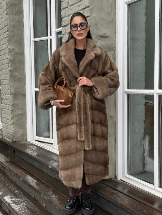 Шуба - кимоно из меха норки Saga Furs в натуральном цвете пастель - фото 8