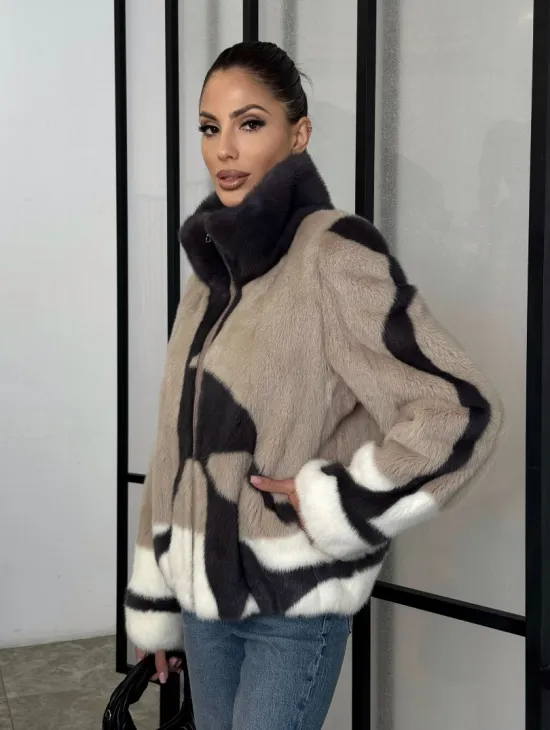 Норковая шуба - бомбер на молнии - фото 12