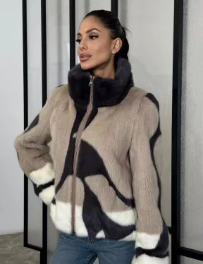 Норковая шуба - бомбер на молнии - фото 8