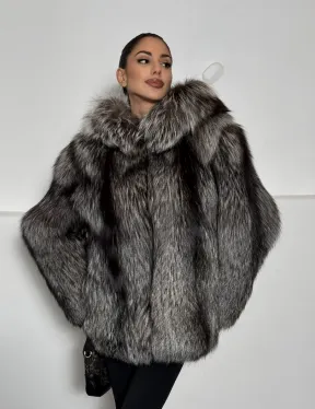 Полушубок из чернобурки с капюшоном цельные пластины - фото 12