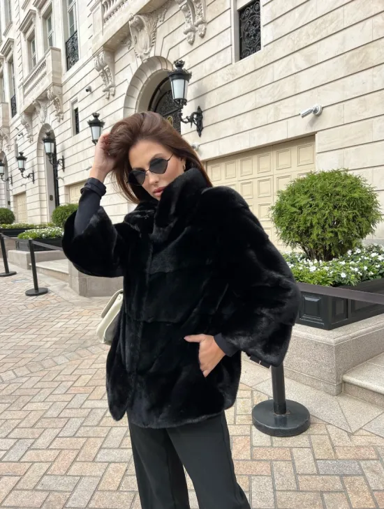 Черная короткая шуба из аукционной норки NAFA - фото 3