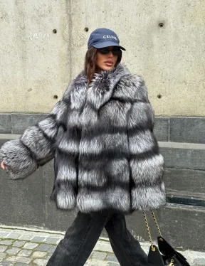Шуба из чернобурки воротник стойка - фото 1