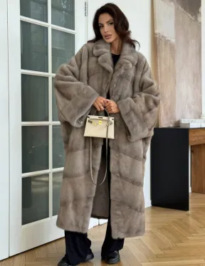 Серо-голубая норковая шуба - фото 4