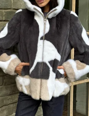 Норковая куртка с капюшоном - фото 1