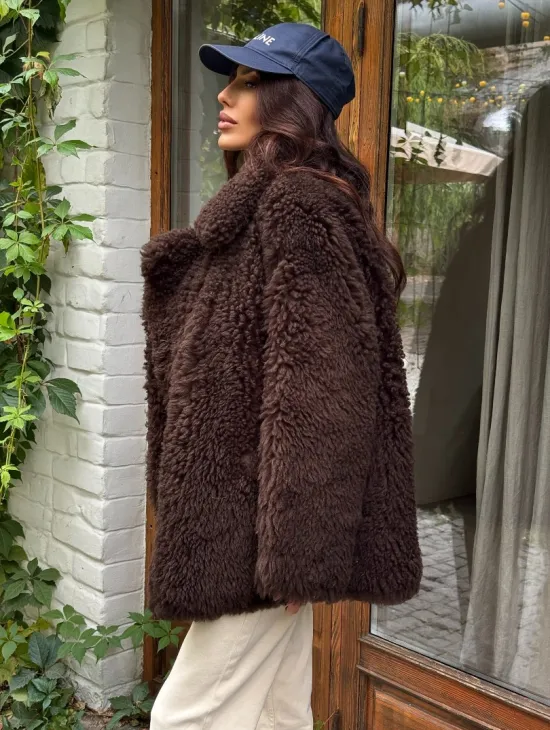 Дубленка двухсторонняя женская - цвет коричневый - фото 5