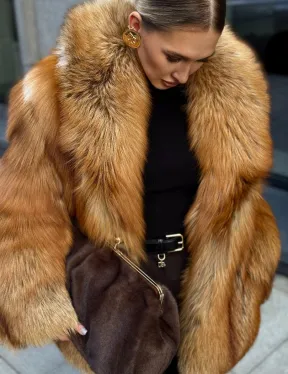 Шуба из лисы - рыжая - фото 0