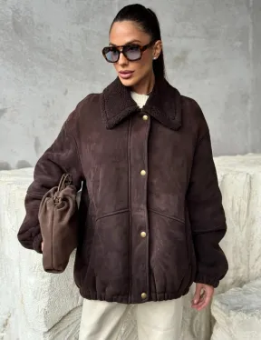 Дубленка бомбер женская - фото 0