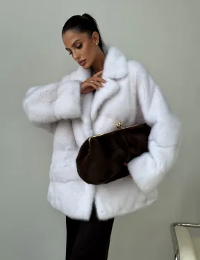 Белый норковый полушубок - фото 7