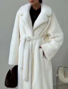 Белая длинная норковая шуба - фото 1