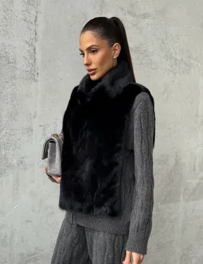 Черная манишка из меха норки - фото 6