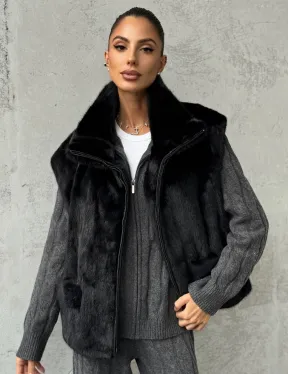 Черная норковая жилетка - фото 0