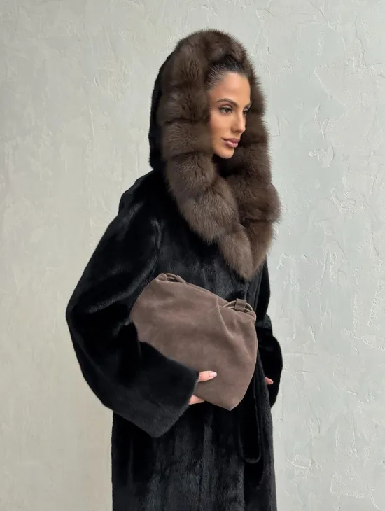 Норка кимоно BLACKGLAMA С капюшоном - фото 11