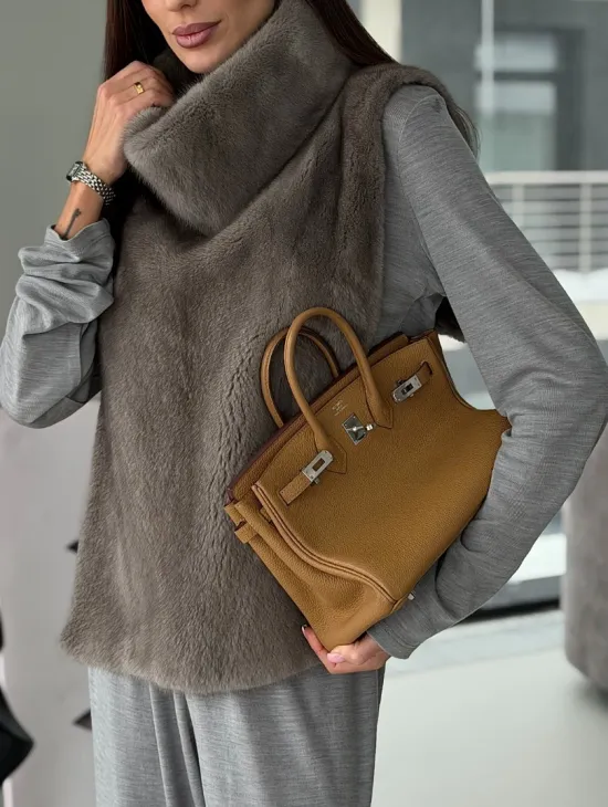 Манишка норковая серая - фото 4