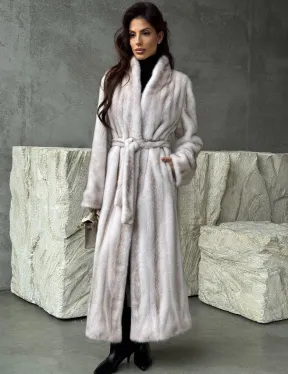 Светлая шуба из натуральной скандинавской норки - фото 0