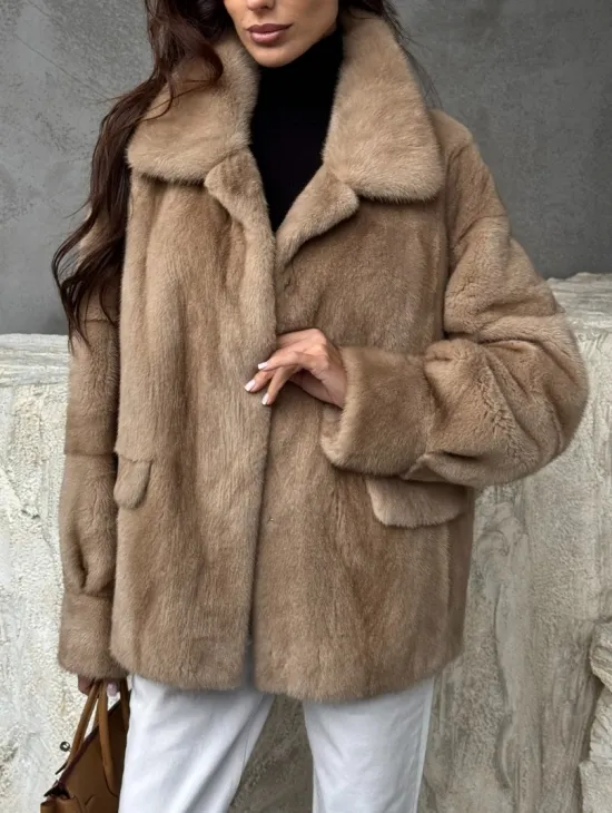 Норковый жакет с английским воротником - пастель - фото 3