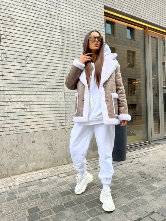 Двухсторонняя дубленка - шубка из шерсти мериноса - фото 7