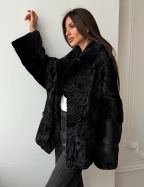 Полушубок из каракуля с норкой - фото 8