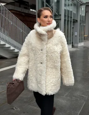 Белая шубка из тиградо - фото 16