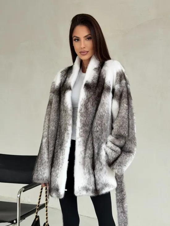 Белая шуба из норки крестовки - фото 5