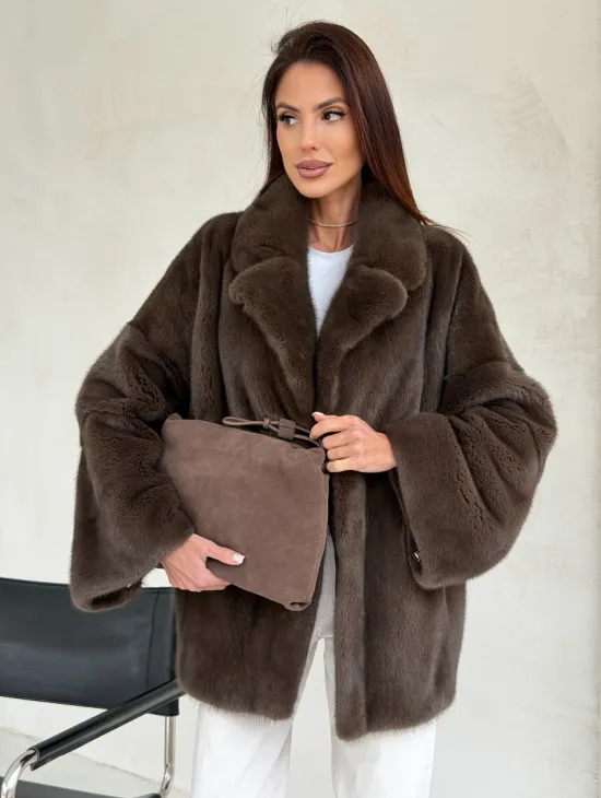 Меховой норковый жакет - английский воротник - фото 6