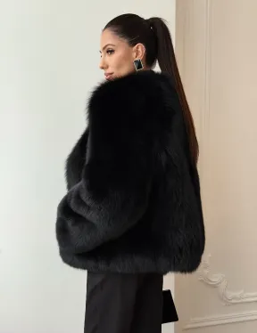 Черная короткая шуба из песца - фото 7