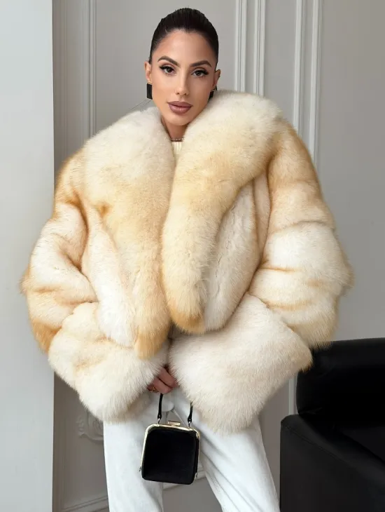 Шуба короткая из меха финского песца - фото 0