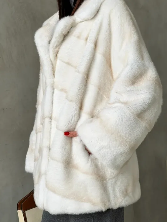 Полушубок норковый в цвете паломино - фото 3