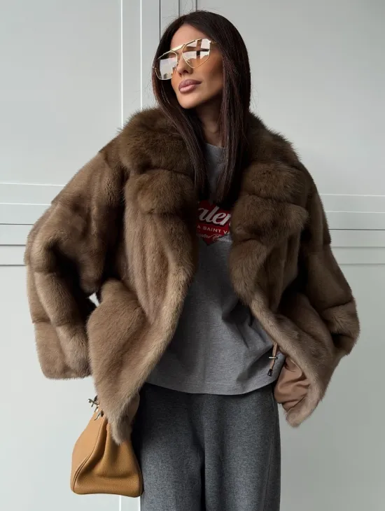Куртка из меха норки - воротник куница - фото 9