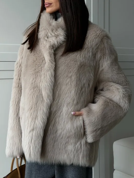 Бежевая дубленка из тосканы - фото 2