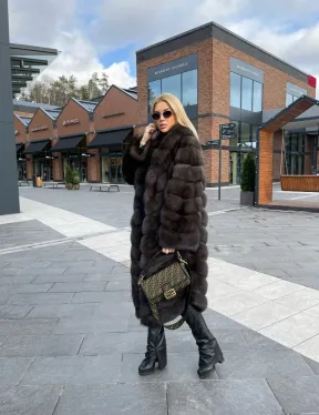 Шуба из меха соболя, воротник шаль - фото 0