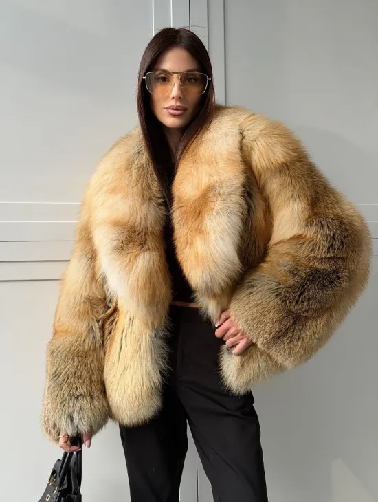 Короткая шубка из лисы Premium Golden Fox - фото 8