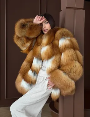 Короткая шуба из рыжей лисы - фото 15