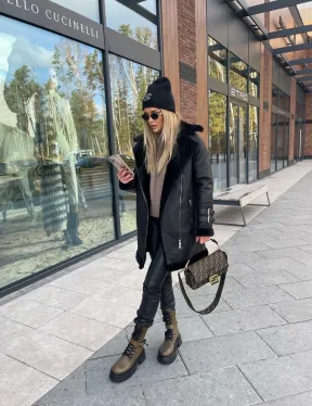 Дубленка авиатор удлиненная - фото 5