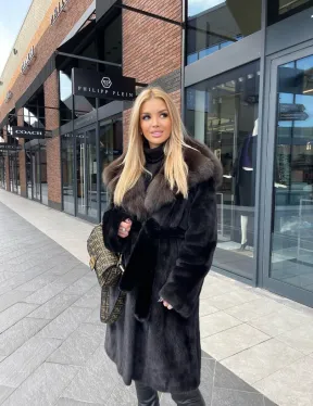 Норковая шуба с капюшоном из меха соболя  седена 1/2 - фото 6