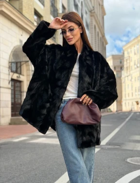 Меховой норковый жакет в стиле пэчворк - фото 18