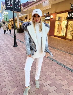 Авиатор из винтажной кожи с меховым капюшоном - фото 6